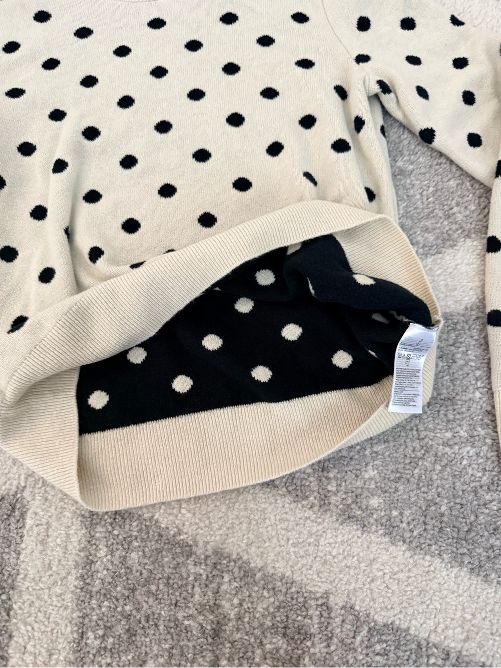 GAP Cream Crewneck Sweater with Black Polka Dots - Picture 3 of 4